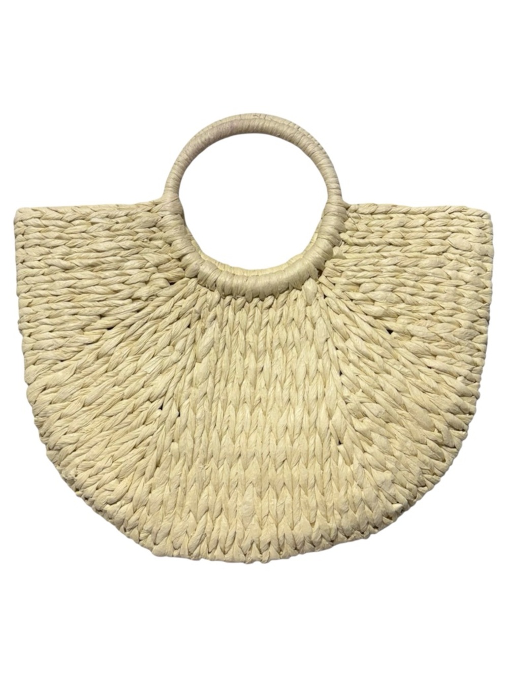 L’OCCITANE en Provence Straw Bag Half Moon Shape Beach Summer Tote Yellow Lining